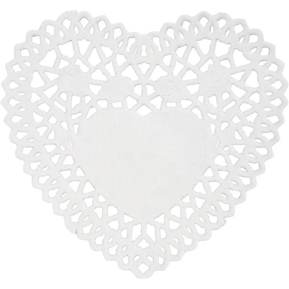 Blonda de papel blanca corazon x100 u. - medidas varias -