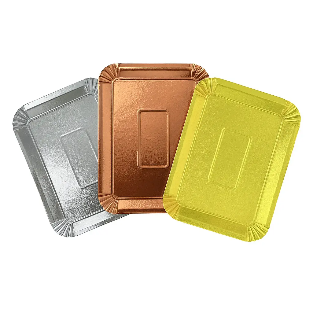 Bandejas de cartón metalizadas para tortas - colores y medidas variados -