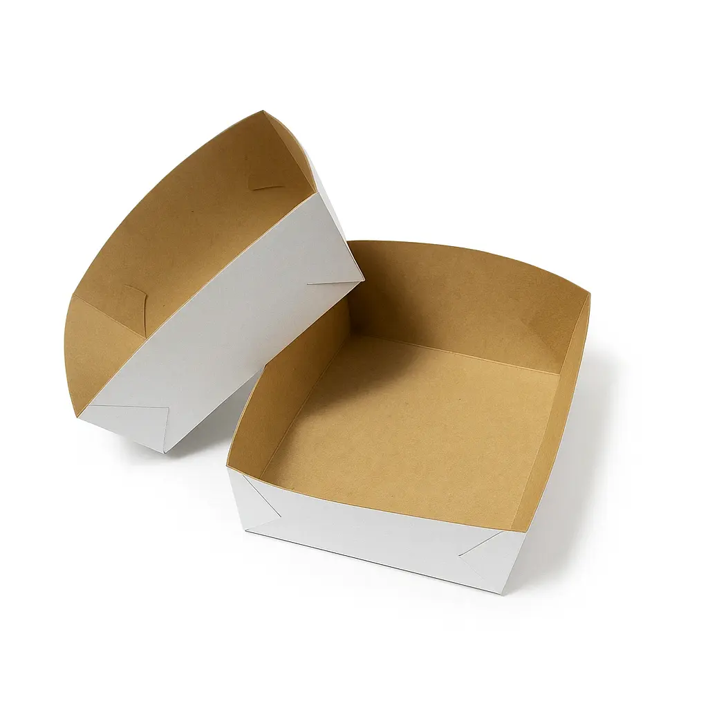 Caja / Base para hamburguesa cartulina blanca 10x10x7cm x200 u.