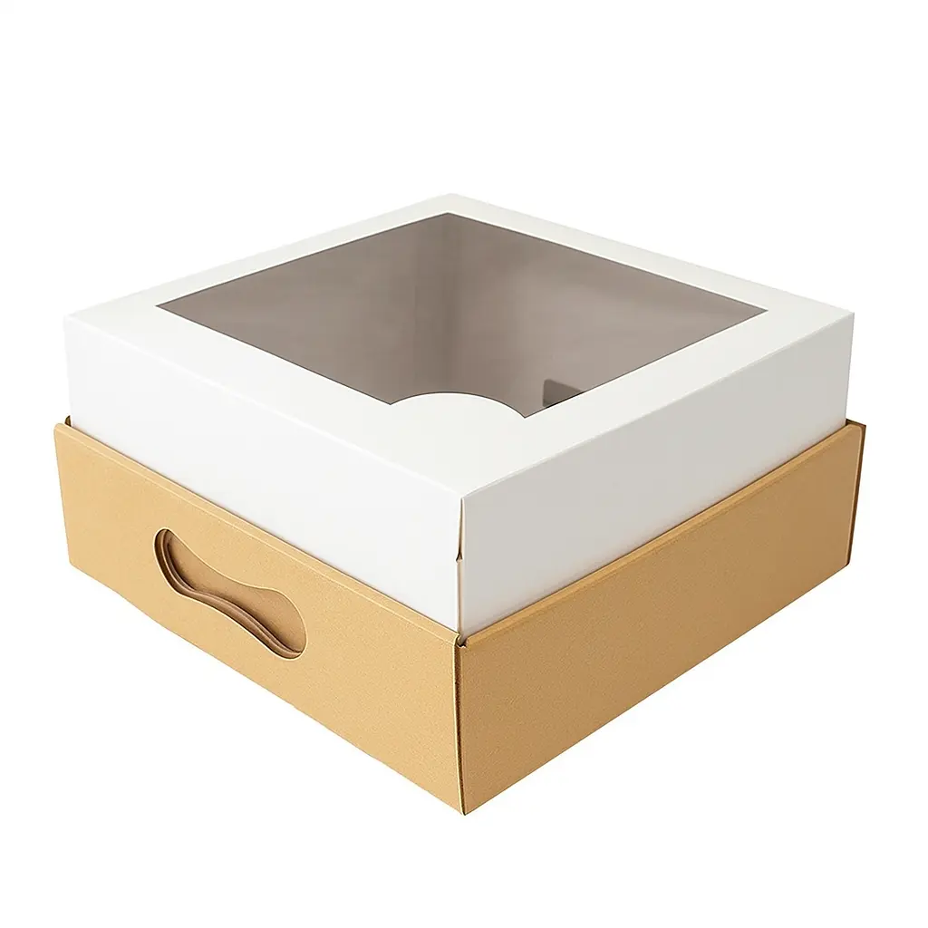 Caja para desayuno con visor y bandeja - medidas varias -