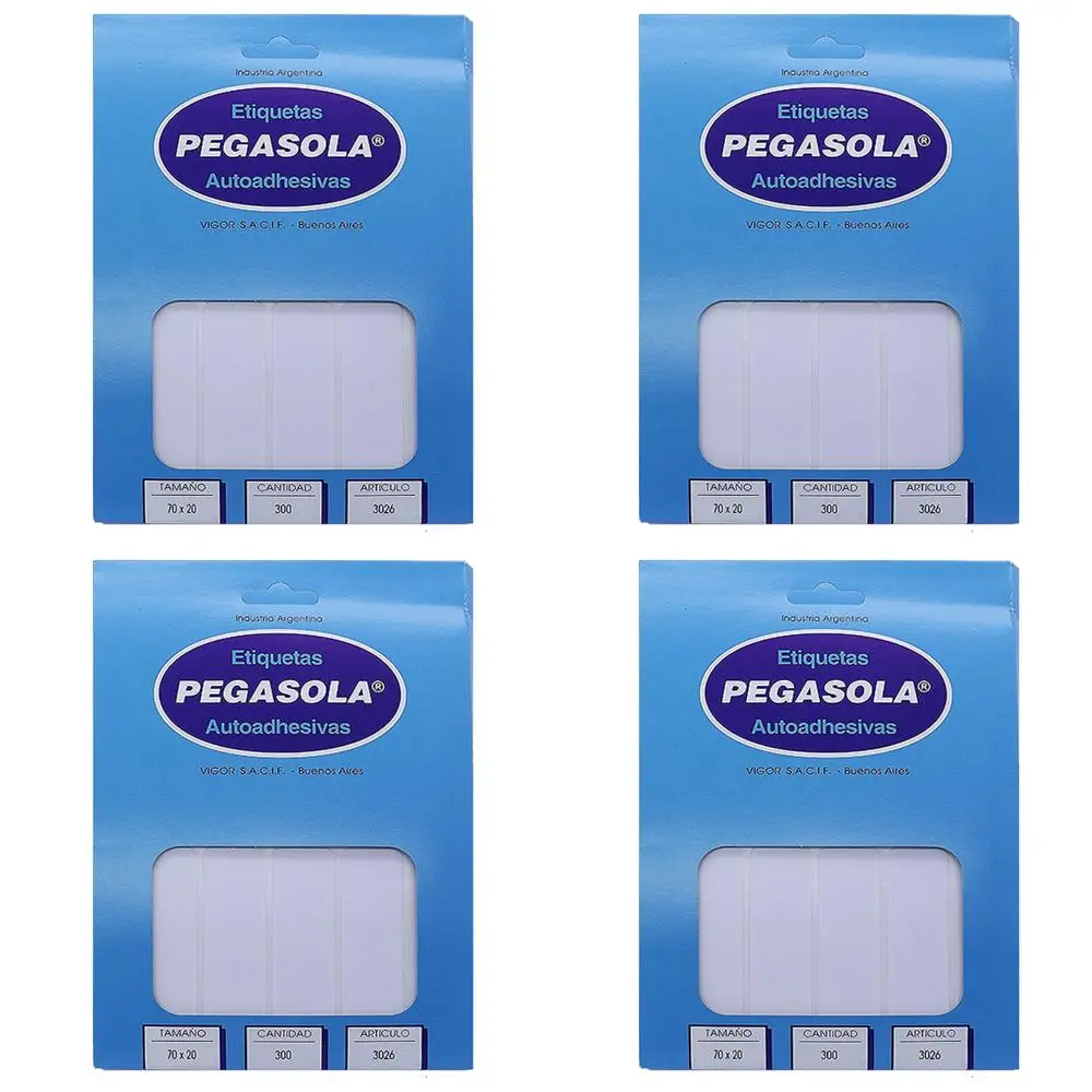 Etiquetas adhesivas Pegasola x caja - medidas varias -