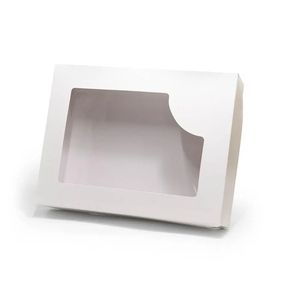 Caja para cookies o masas blanca con visor 28x21x5,5cm