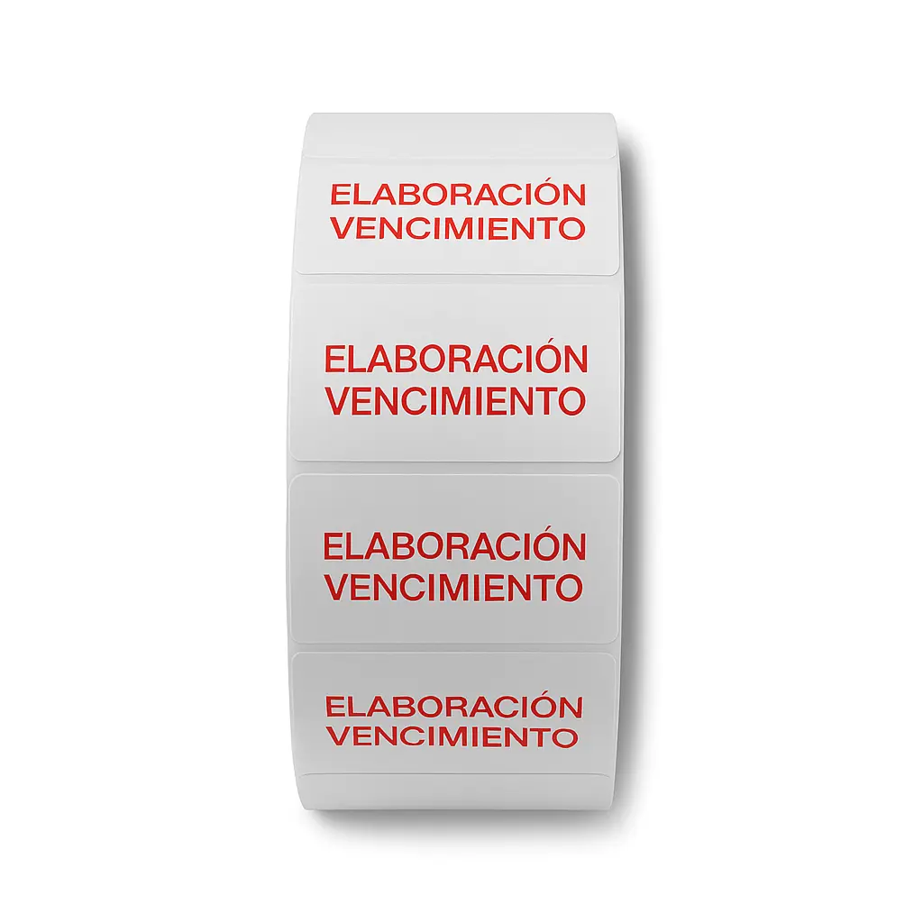 Rollo etiquetas autoadhesivas elaboracion y vencimiento Motex