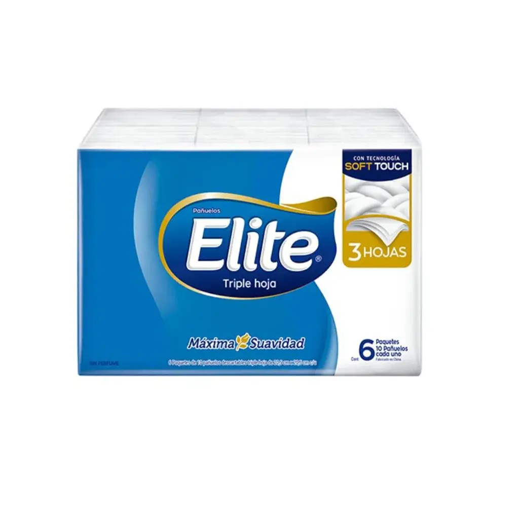 Pañuelos tissue elite 6 paquetes x10 u.