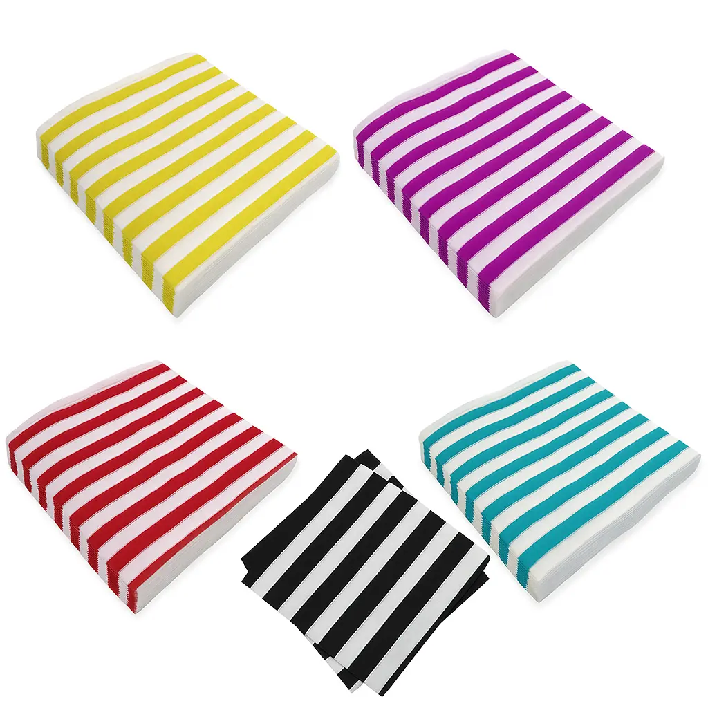 Servilletas estampada rayadas color 33x33cm x50 u. - colores varios  -