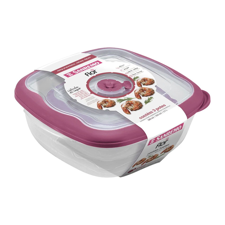 Contenedores herméticos Sanremo Flor set x3 u. piezas - medidas varias -