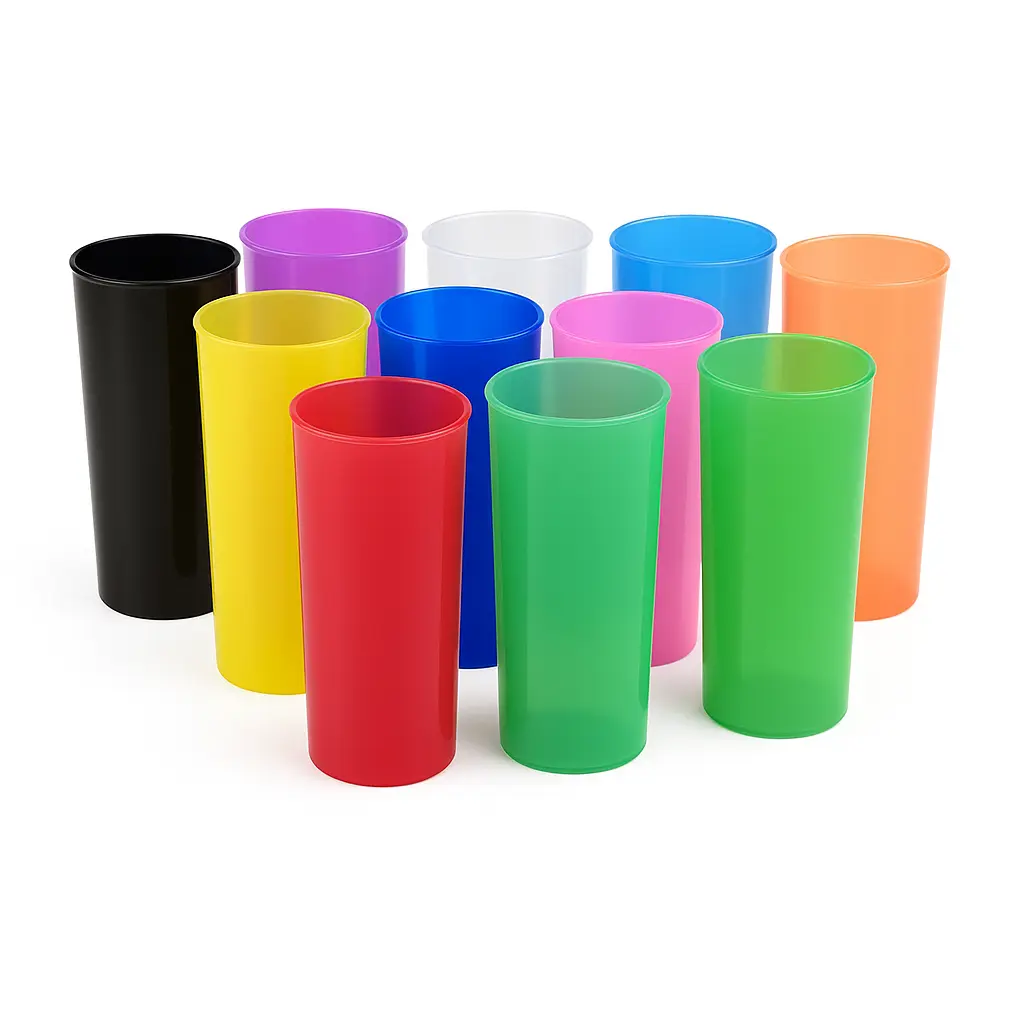 Vasos plasticos trago largo 280cc flexible - colores varios -