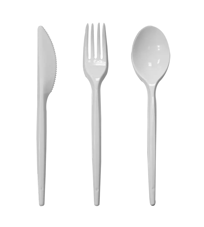 Cubiertos plasticos blancos descartables x1000 u. - cuchillo - cucharas - tenedor -