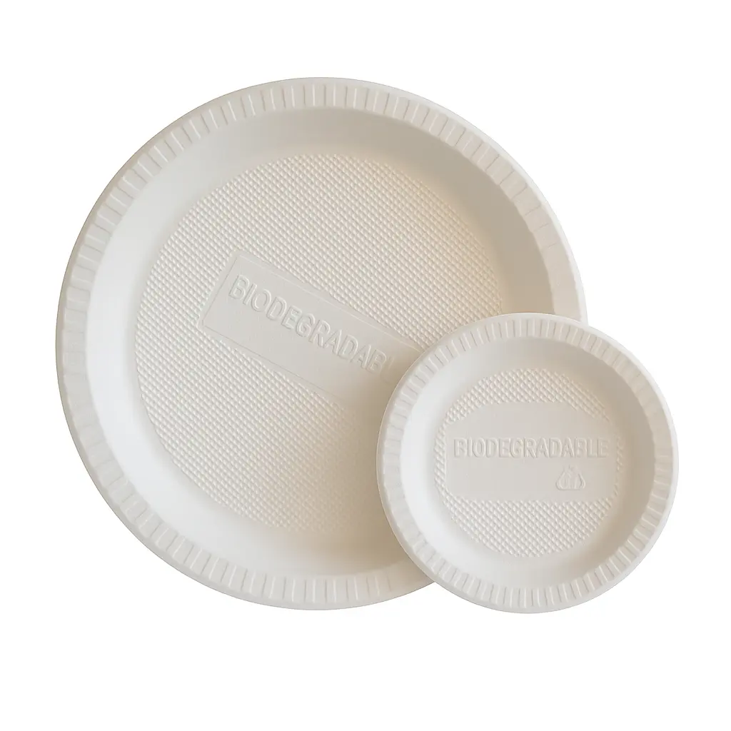 Plato biodegradable fecula de maíz - medidas varias -