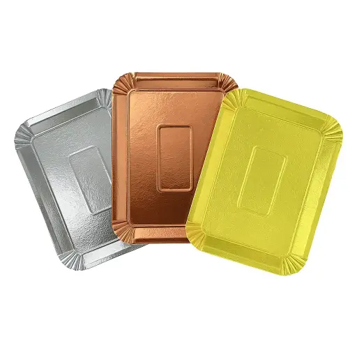 Bandejas de cartón metalizadas para tortas - colores y medidas variados -