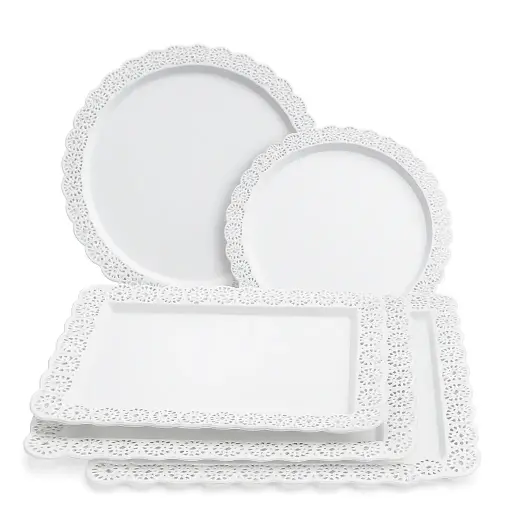 Bandejas plasticas blonda para tortas - medidas varias -