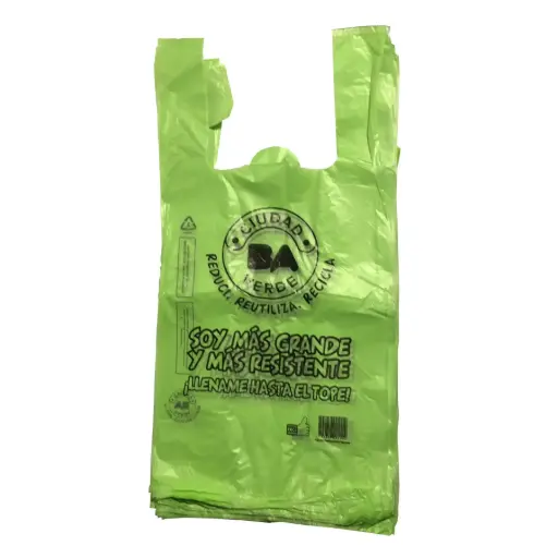 [CMLAD010150] Bolsas camiseta ciudad verde alta densidad 45x55cm x100 u.