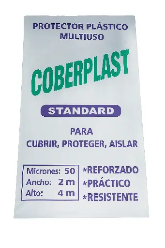 [COB0500] Cobertor plástico multiuso transparente 2x4 m 50 micrones obras pintor