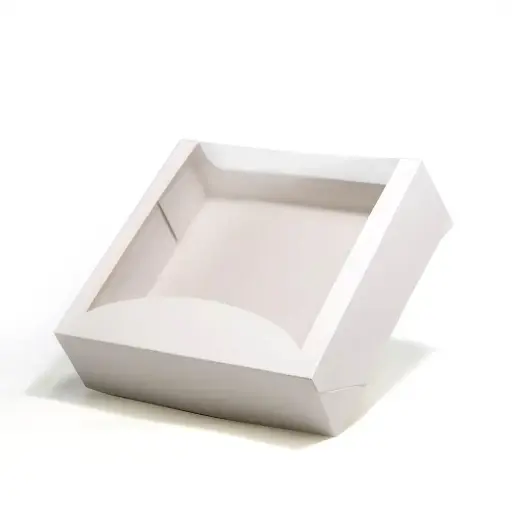 [CPT010270] Caja para mini tortas blanca con visor 19x20x6cm.