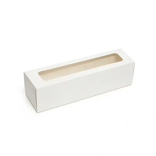 [CPT010310] Caja para macarons blanca con visor 21x5x5cm