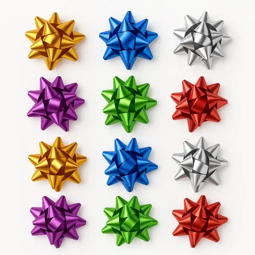 Moños estrella c/adhesivo metalizados surtidos