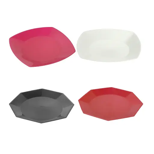 Platos plasticos Koval reutilizables x10 u. - colores y medidas variados -