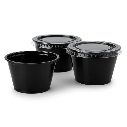 Potes plasticos negros salsero dips x100 u. - medidas varias -