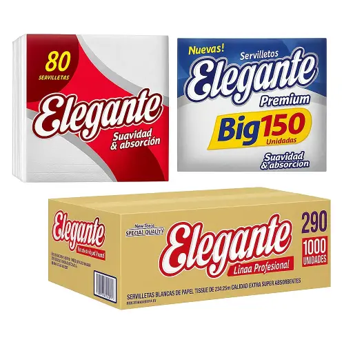 Servilletas elegante tissue blancas hoja simple 33x33cm