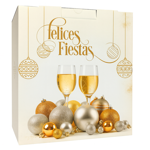 Cajas navideñas maletin con manija felices fiestas 32x27x18cm - colores varios -